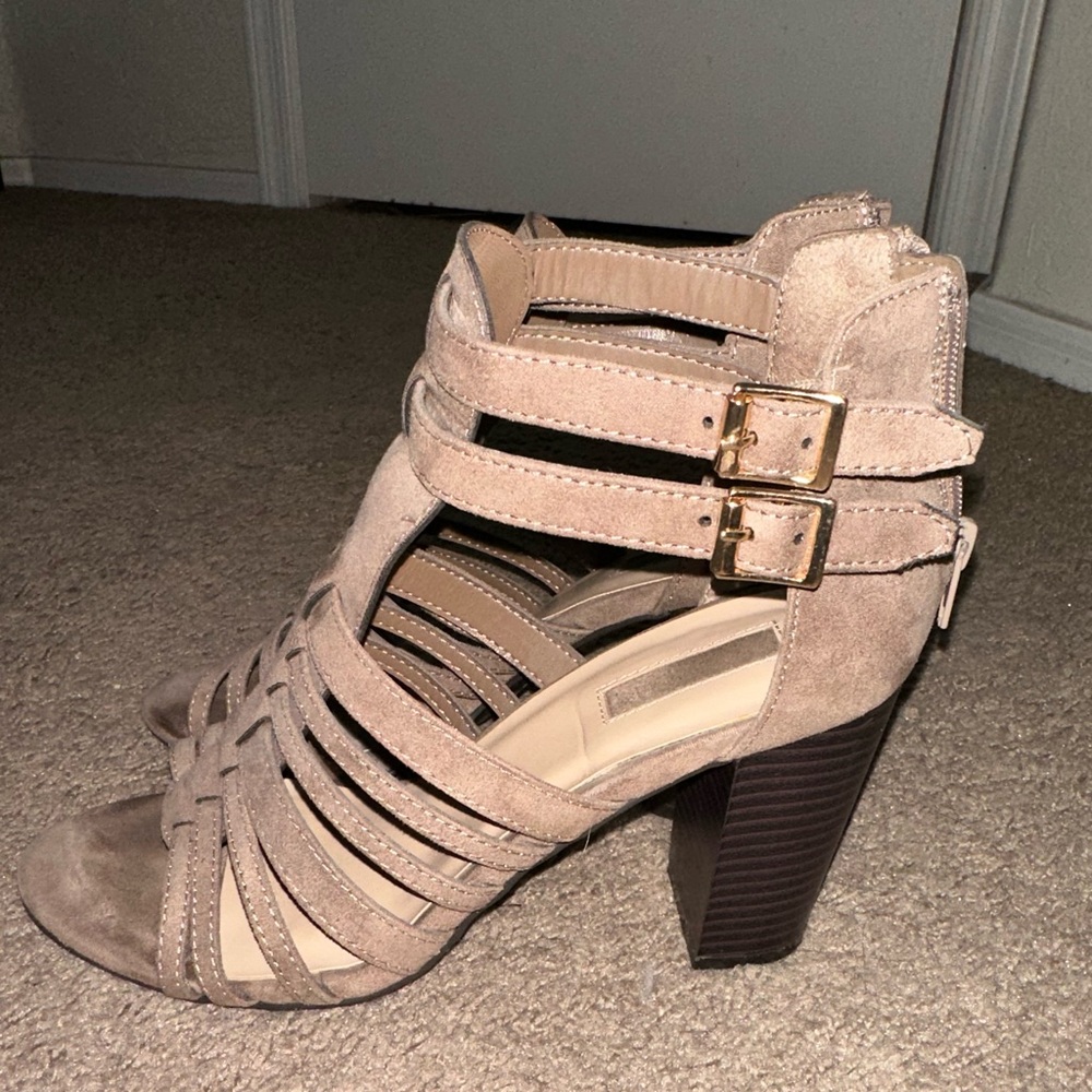 Taupe Heeled Boots — 8.5